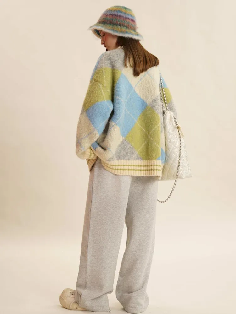 Bright V-Neck Loose Knit Sweater