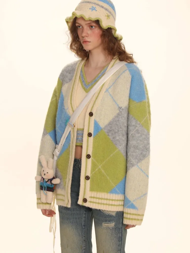 Bright V-Neck Loose Knit Sweater