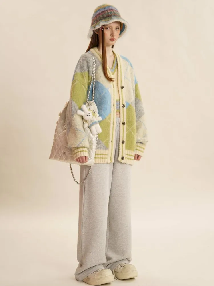 Bright V-Neck Loose Knit Sweater