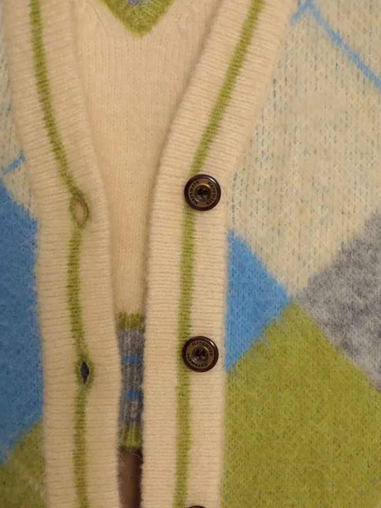Bright V-Neck Loose Knit Sweater