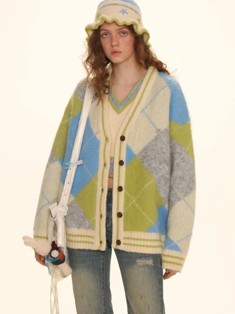 Bright V-Neck Loose Knit Sweater