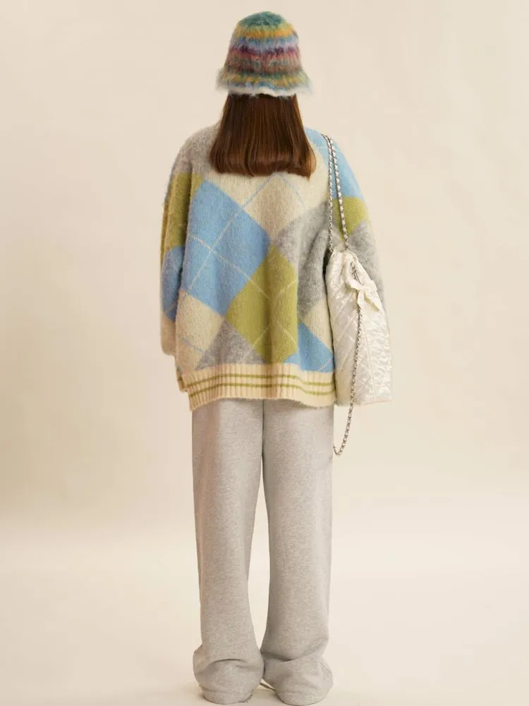 Bright V-Neck Loose Knit Sweater
