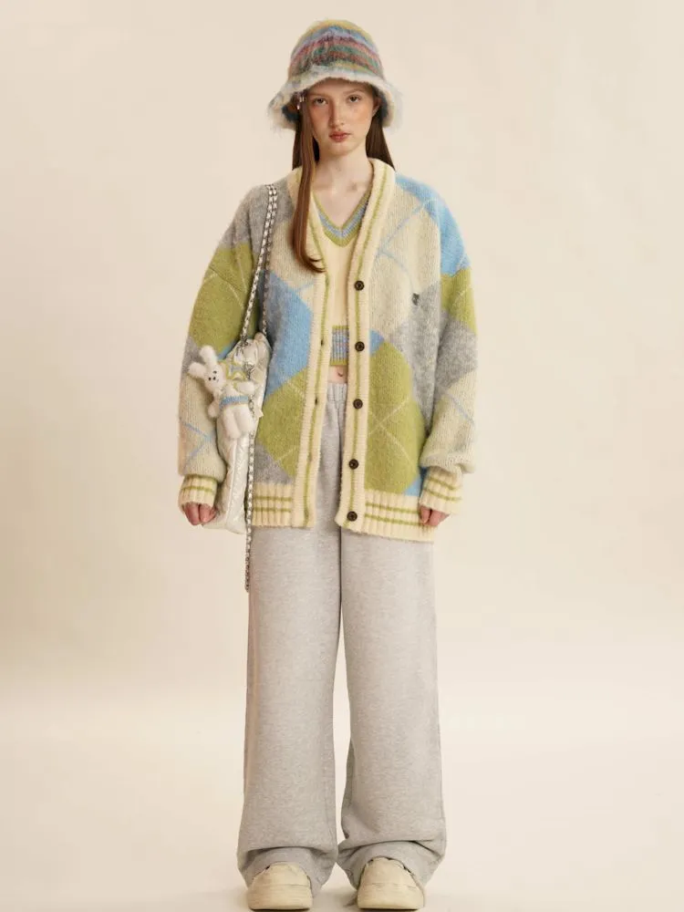 Bright V-Neck Loose Knit Sweater