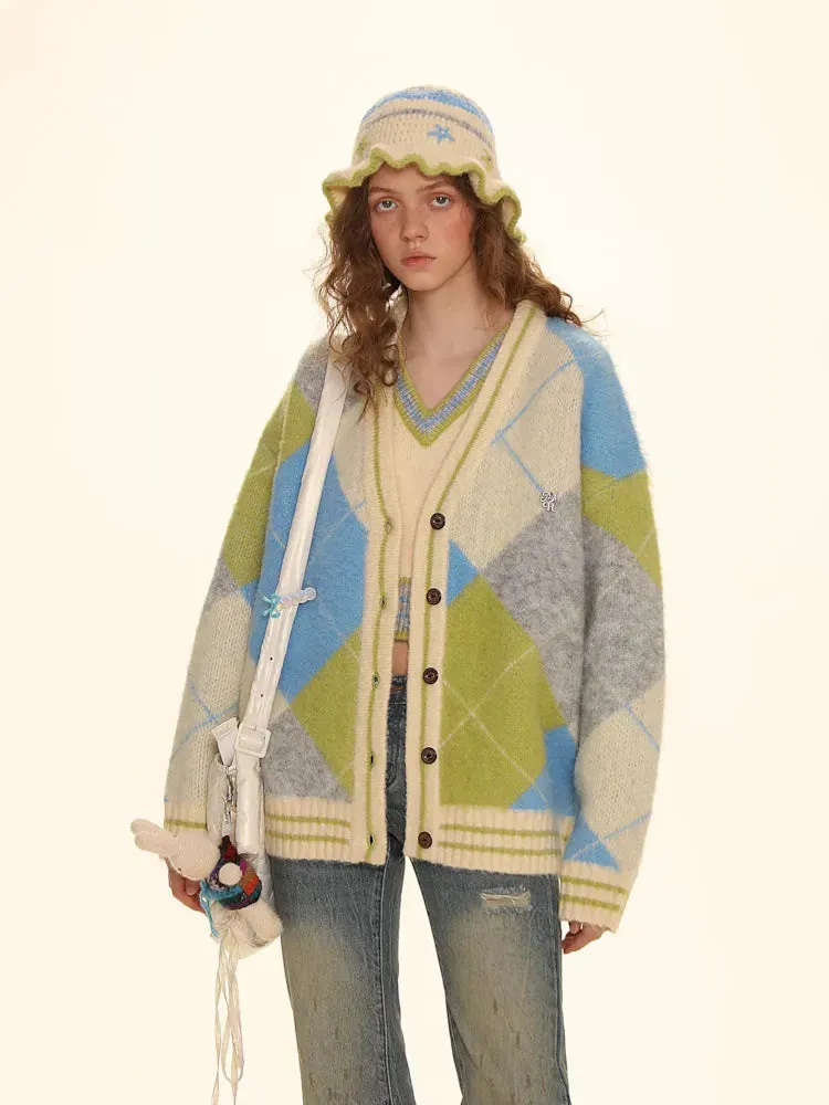 Bright V-Neck Loose Knit Sweater