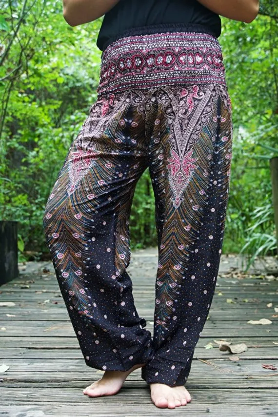 Brown and Pink Peacock Pants