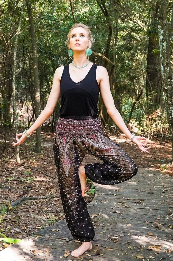 Brown and Pink Peacock Pants
