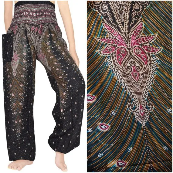 Brown and Pink Peacock Pants