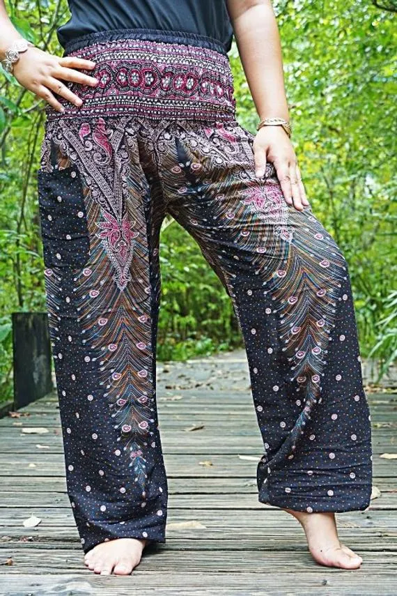 Brown and Pink Peacock Pants