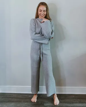 Cass Ribbed Sweater Set - Grey