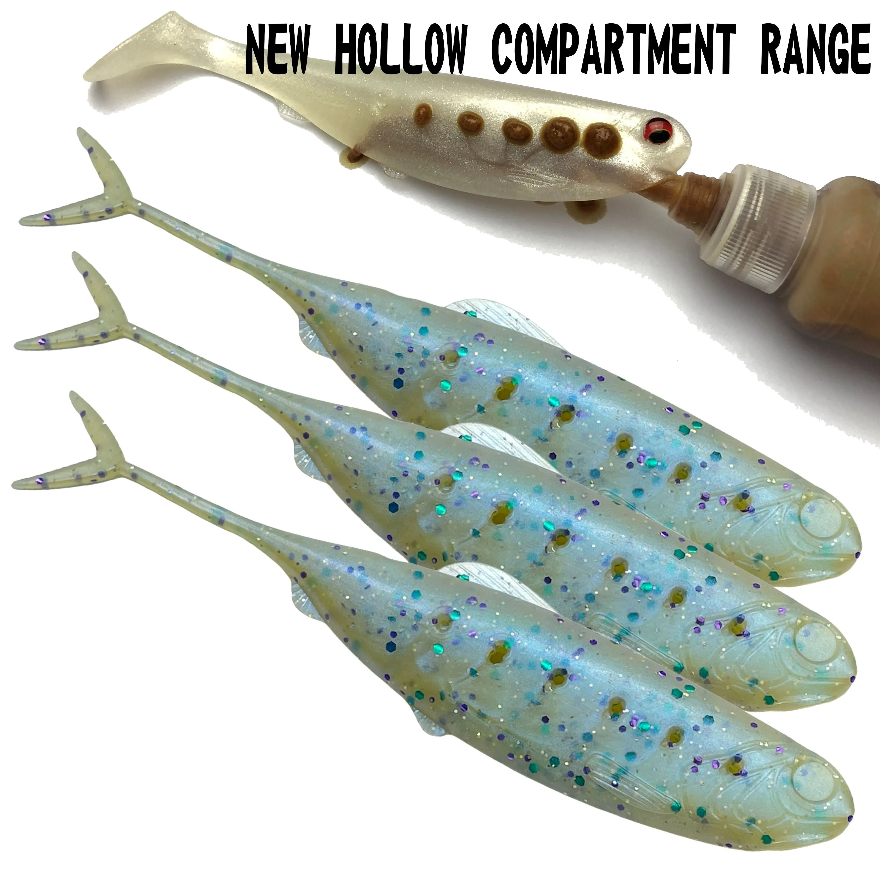Chief light blue fork tail soft plastic new hollow compartment pack of 3