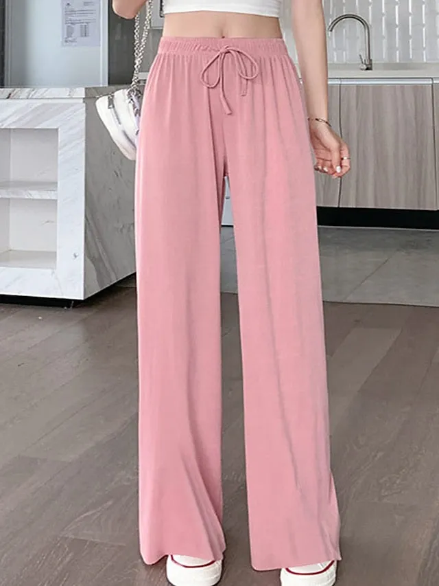 CityHottie - Women's Wide Leg Chinos Pants Trousers Black Pink Beige Streetwear Lightweight Casual Outdoor Causal Daily Full Length Comfort Plain S M L XL 2XL