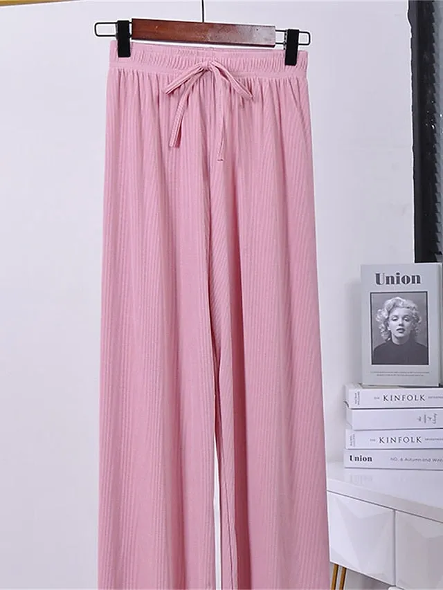 CityHottie - Women's Wide Leg Chinos Pants Trousers Black Pink Beige Streetwear Lightweight Casual Outdoor Causal Daily Full Length Comfort Plain S M L XL 2XL