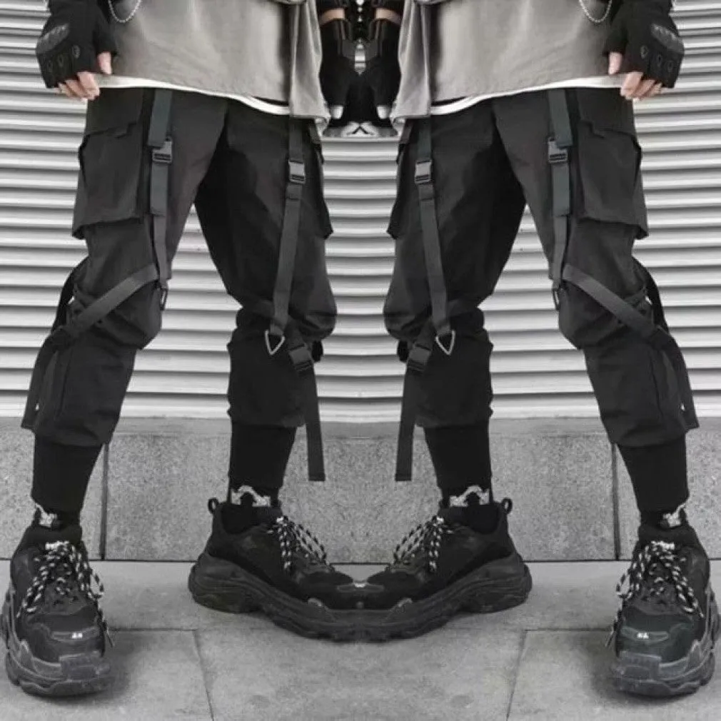 ContiNent 33 Joggers Cargo Pants for Men Casual Hip Hop Hit Color Pocket Male Trousers Sweatpants Streetwear Ribbons Techwear Pants