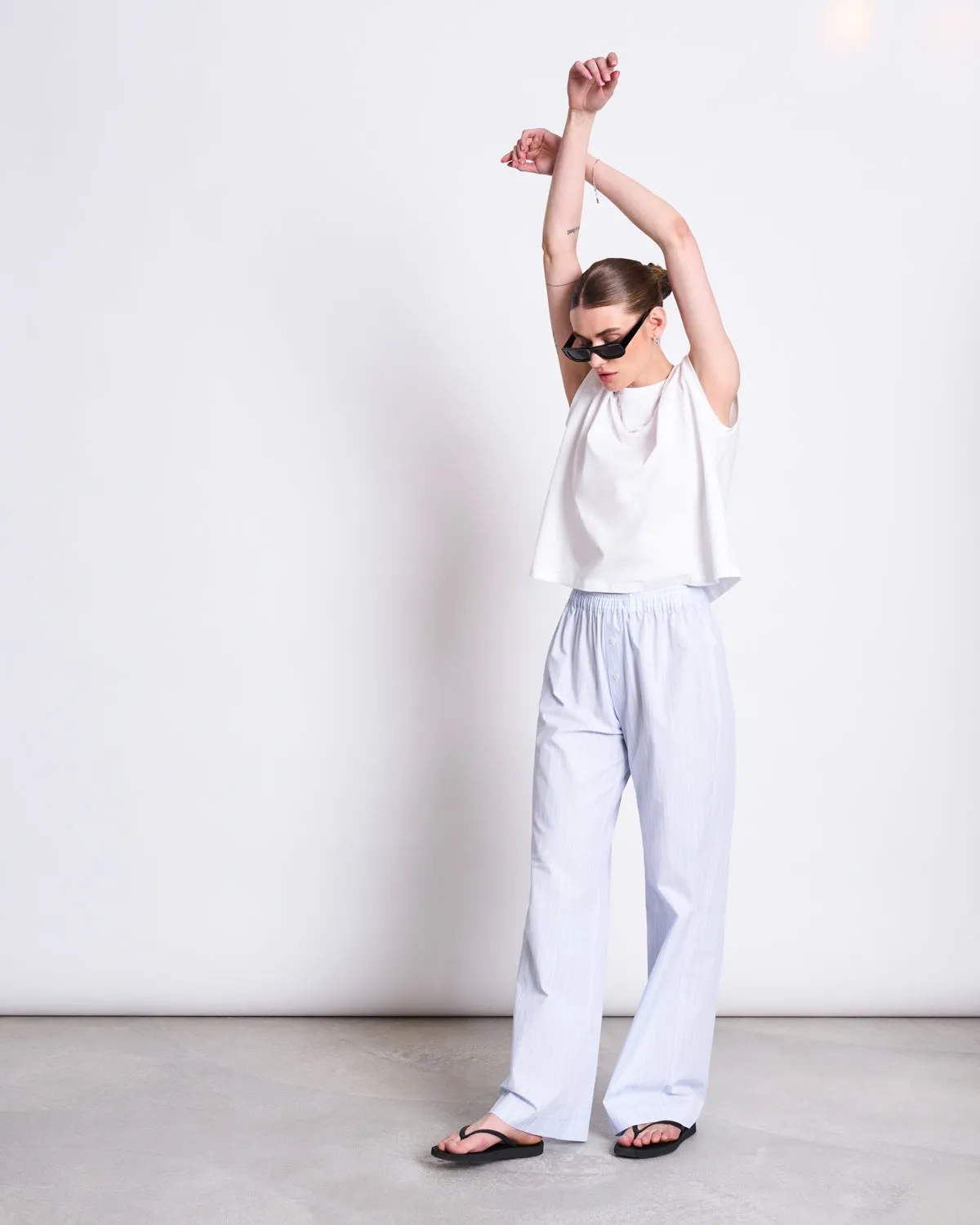 COTTON PANTS SOBY BLUE WHITE STRIPED GOTS