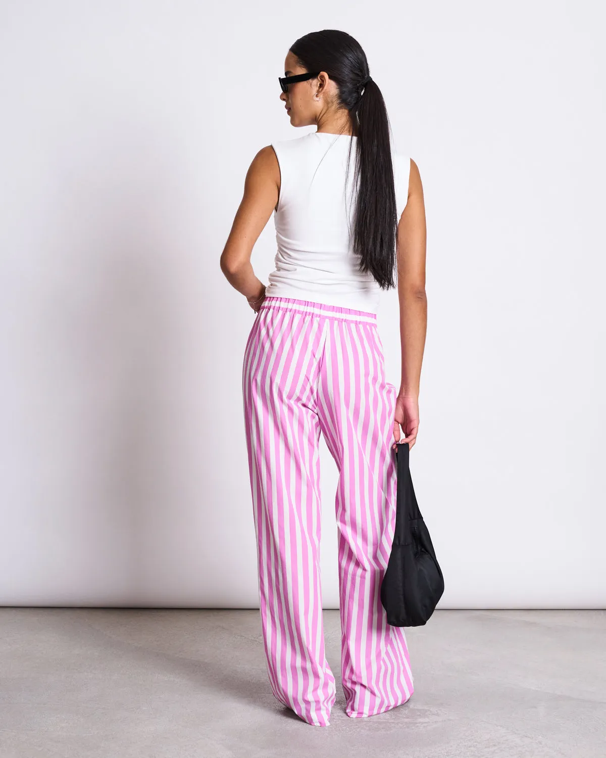COTTON PANTS SOBY WHITE HOT PINK STRIPED GOTS
