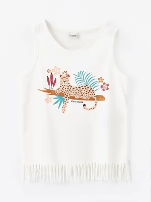 Crew Neck Printed Girls Undershirt