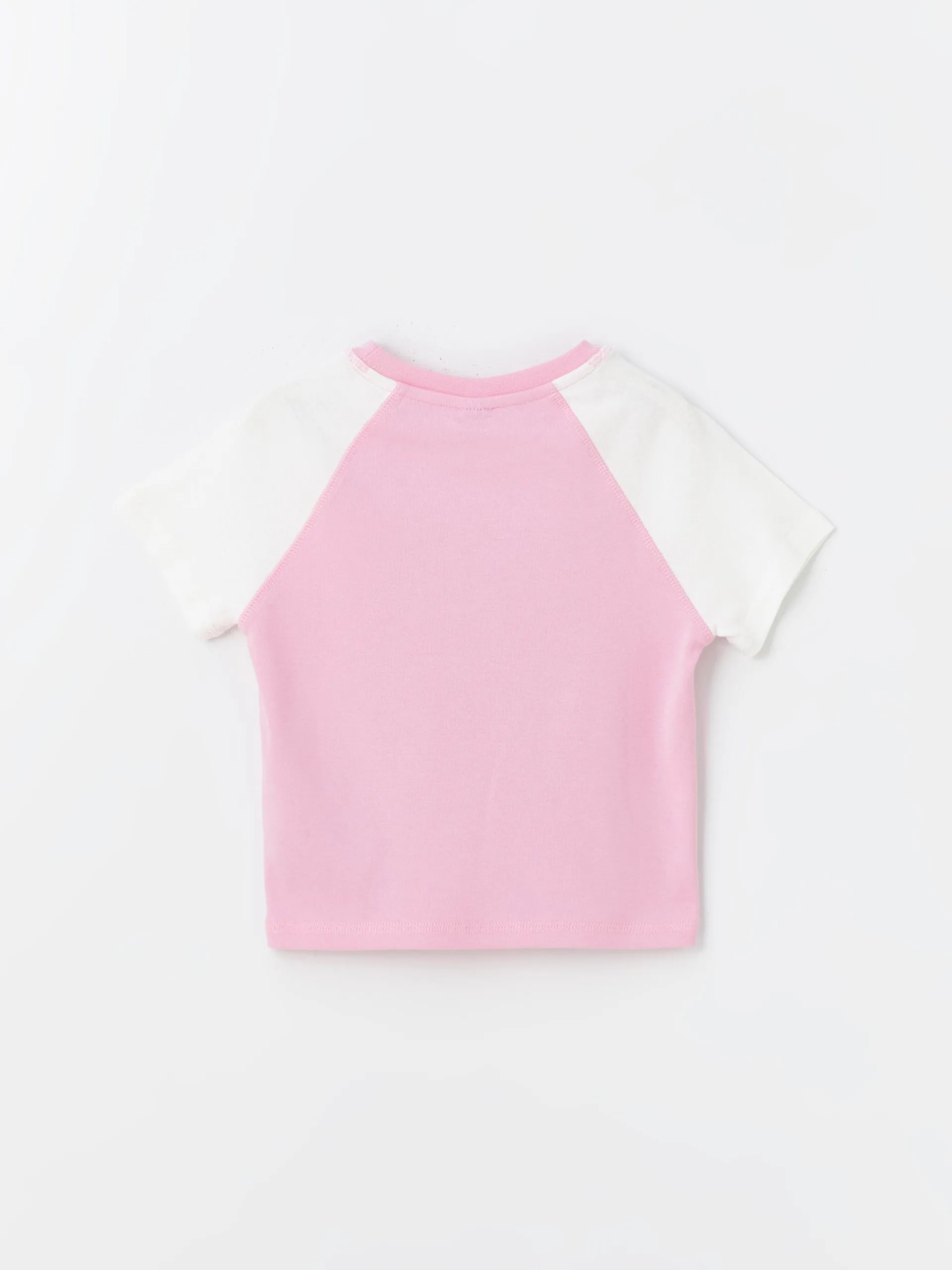 Crew Neck Printed Short Sleeve Girls Crop T-Shirt