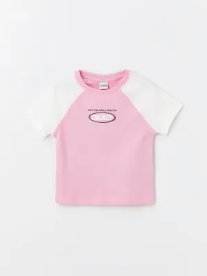 Crew Neck Printed Short Sleeve Girls Crop T-Shirt