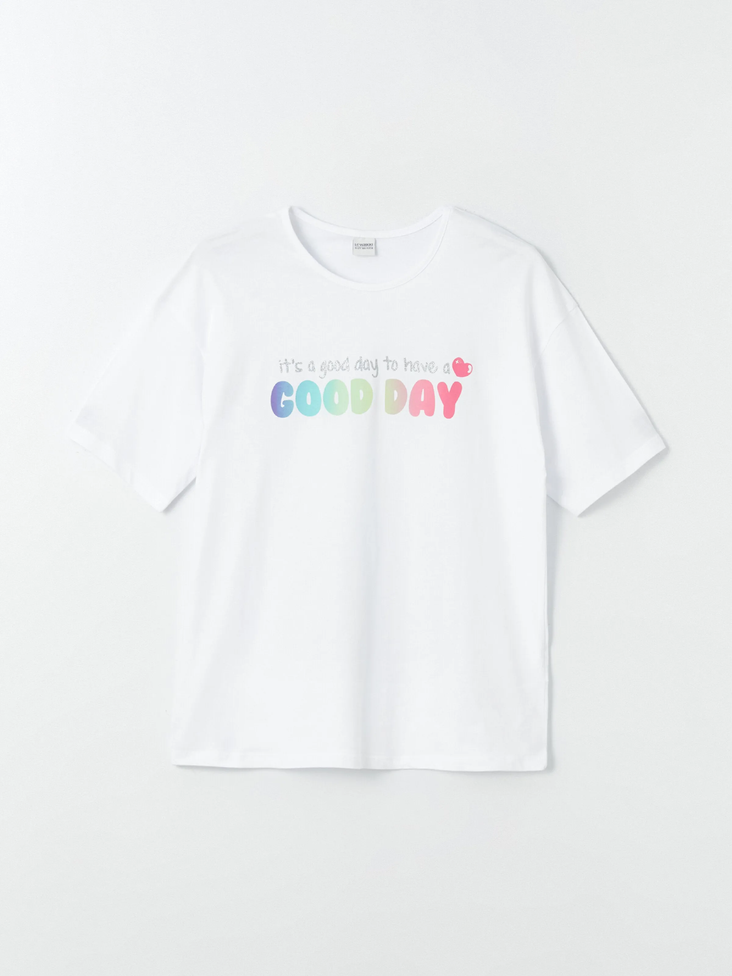 Crew Neck Printed Short Sleeve Girls T-Shirt