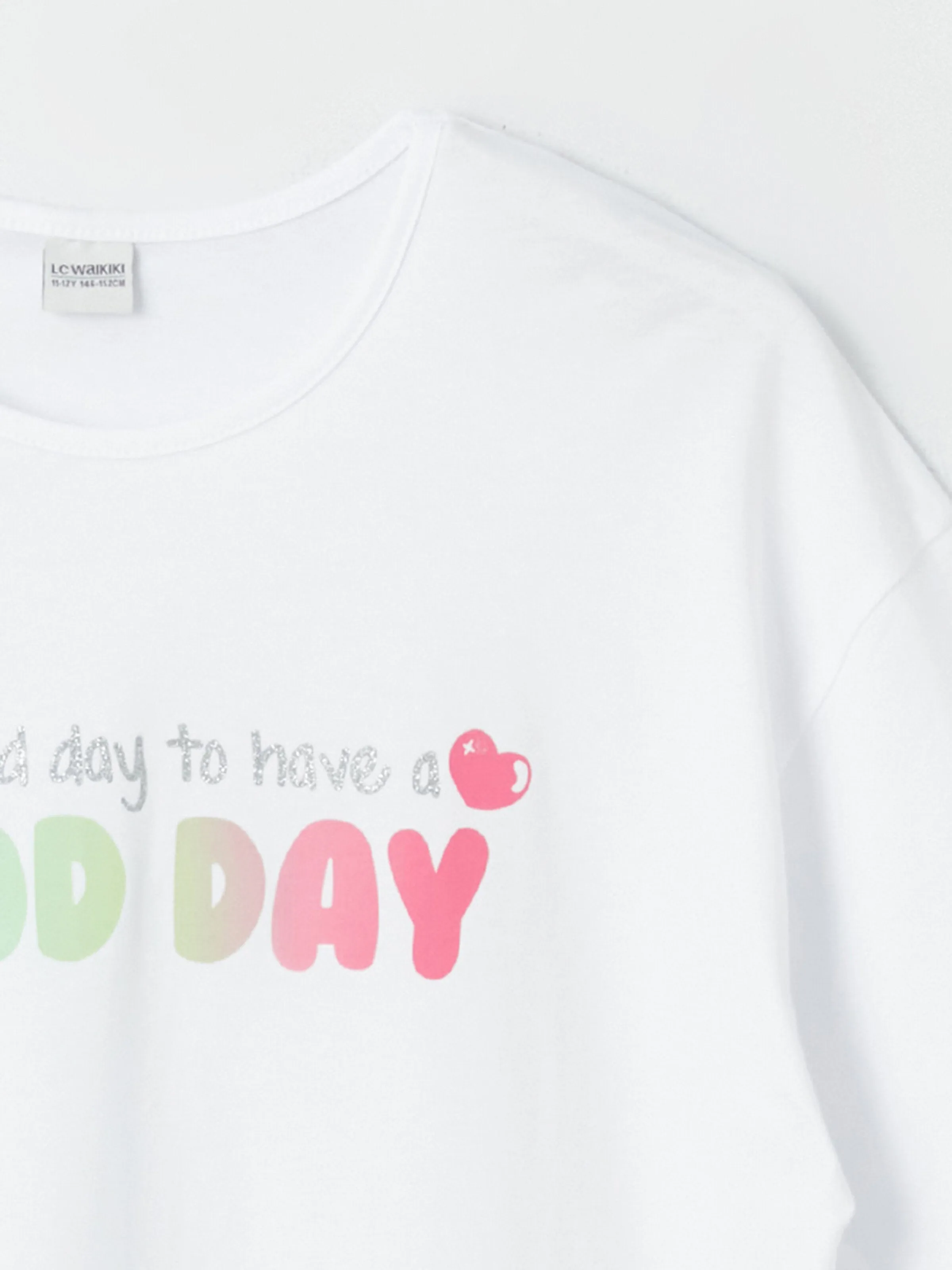 Crew Neck Printed Short Sleeve Girls T-Shirt