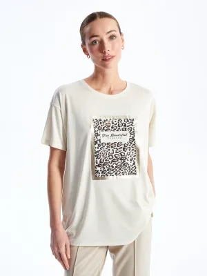 Crew Neck Printed Short Sleeve Women T-Shirt