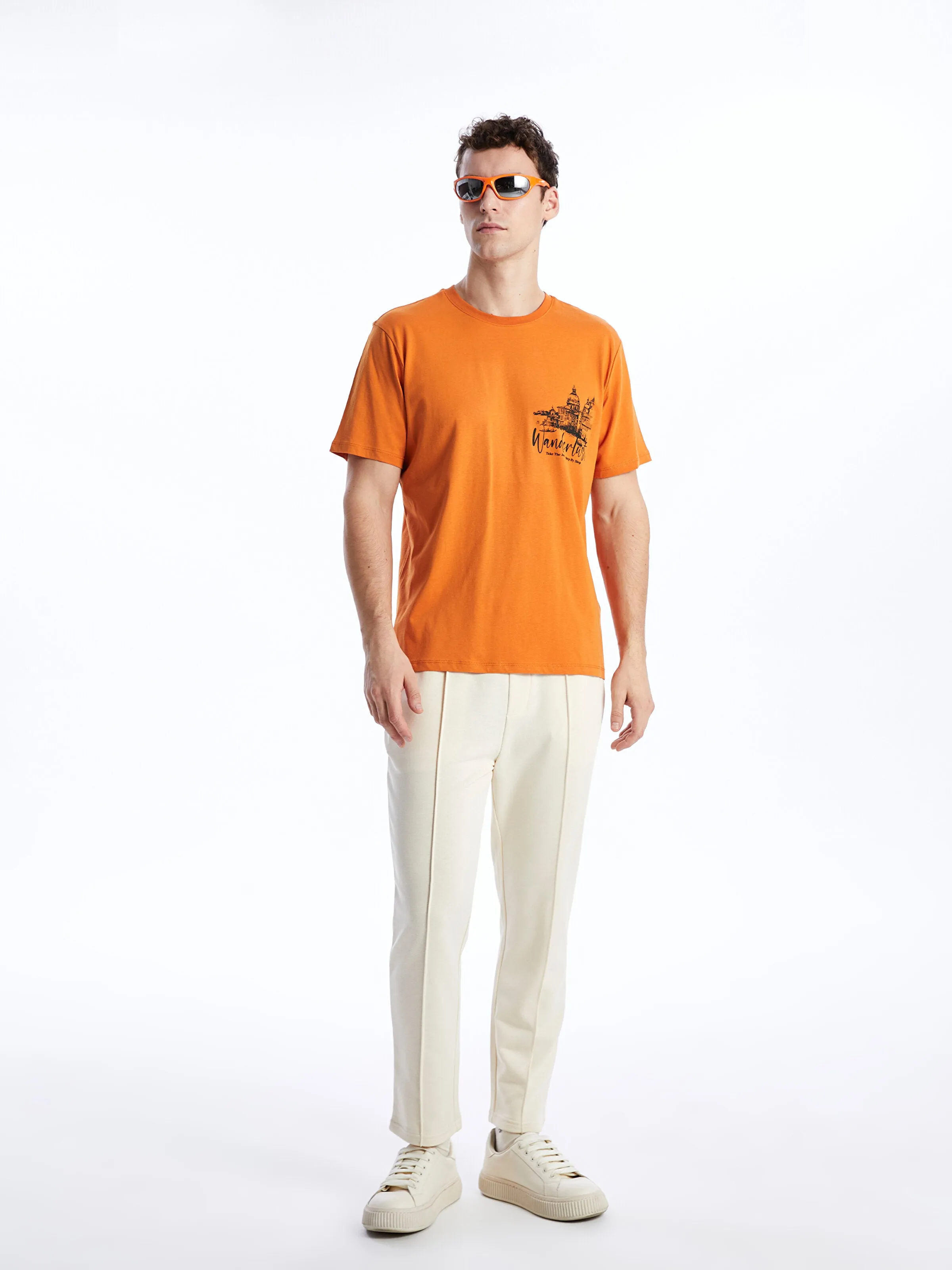 Crew Neck Short Sleeve Printed Combed Cotton Men T-Shirt