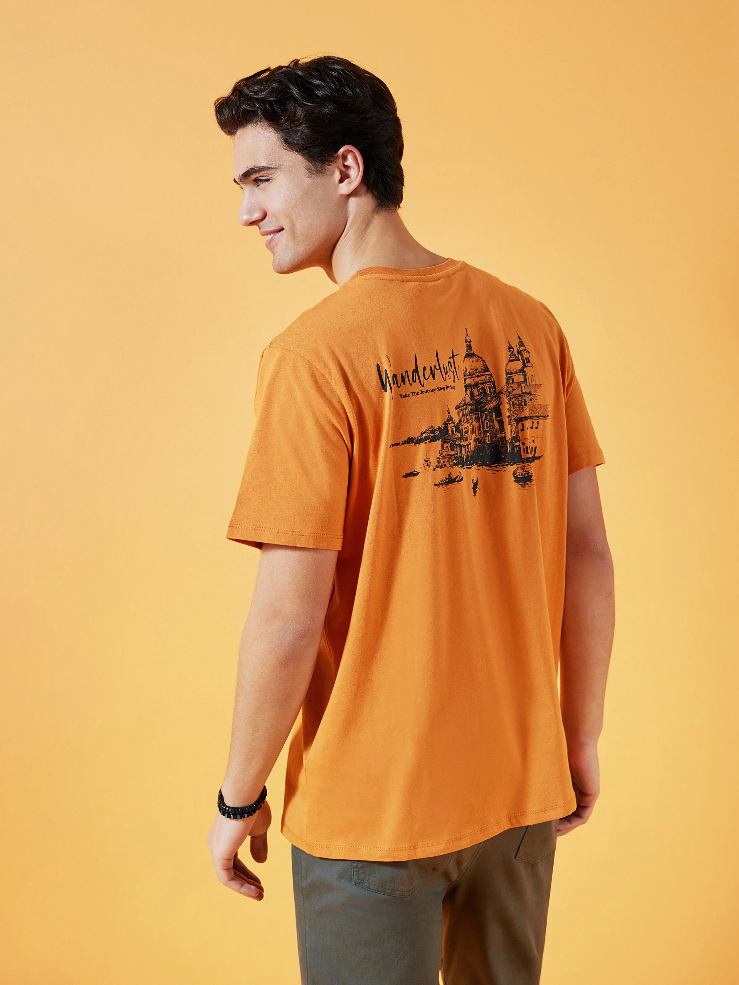 Crew Neck Short Sleeve Printed Combed Cotton Men T-Shirt