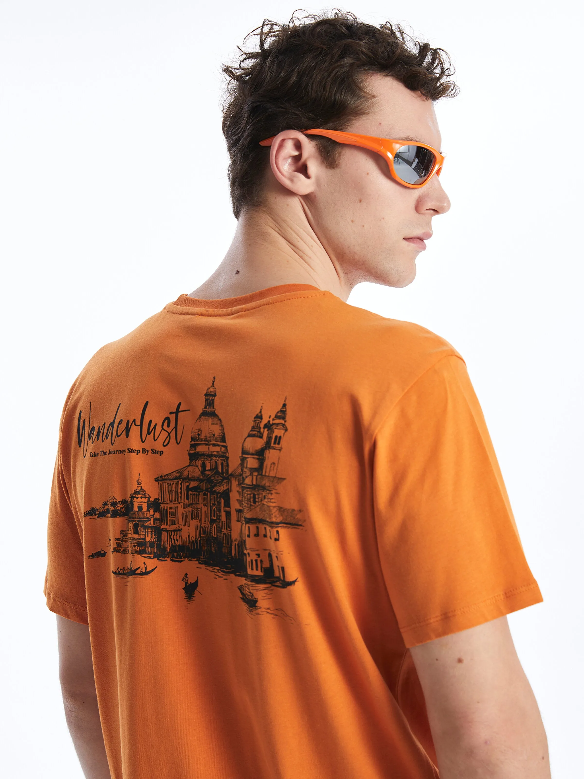 Crew Neck Short Sleeve Printed Combed Cotton Men T-Shirt
