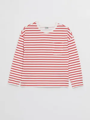 Crew Neck Striped Long Sleeve Girls T-Shirt