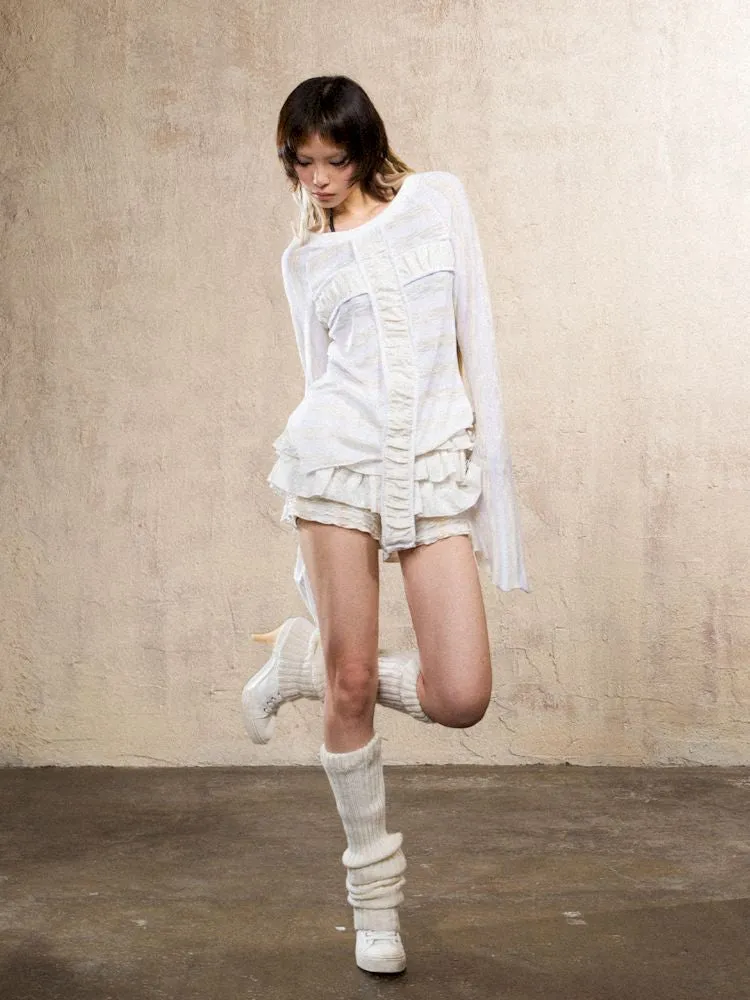 Cross Stripe Long Sleeve Thin Top【s0000009483】