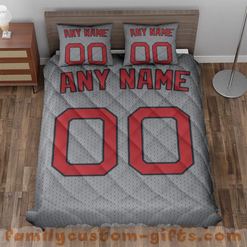 Custom Quilt Sets Boston Jersey Personalized Baseball Premium Quilt Bedding for Boys Girls Men Women