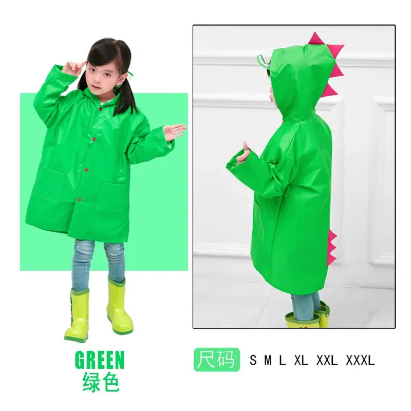 Cute Dinosaur Polyester Baby Raincoat - Outdoor Waterproof Poncho for Boys and Girls