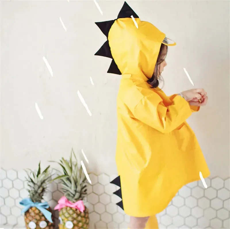 Cute Dinosaur Polyester Baby Raincoat - Outdoor Waterproof Poncho for Boys and Girls