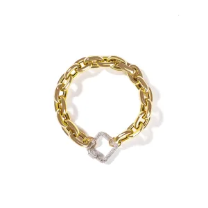 Diamond Square Carabiner on Chain Bracelet