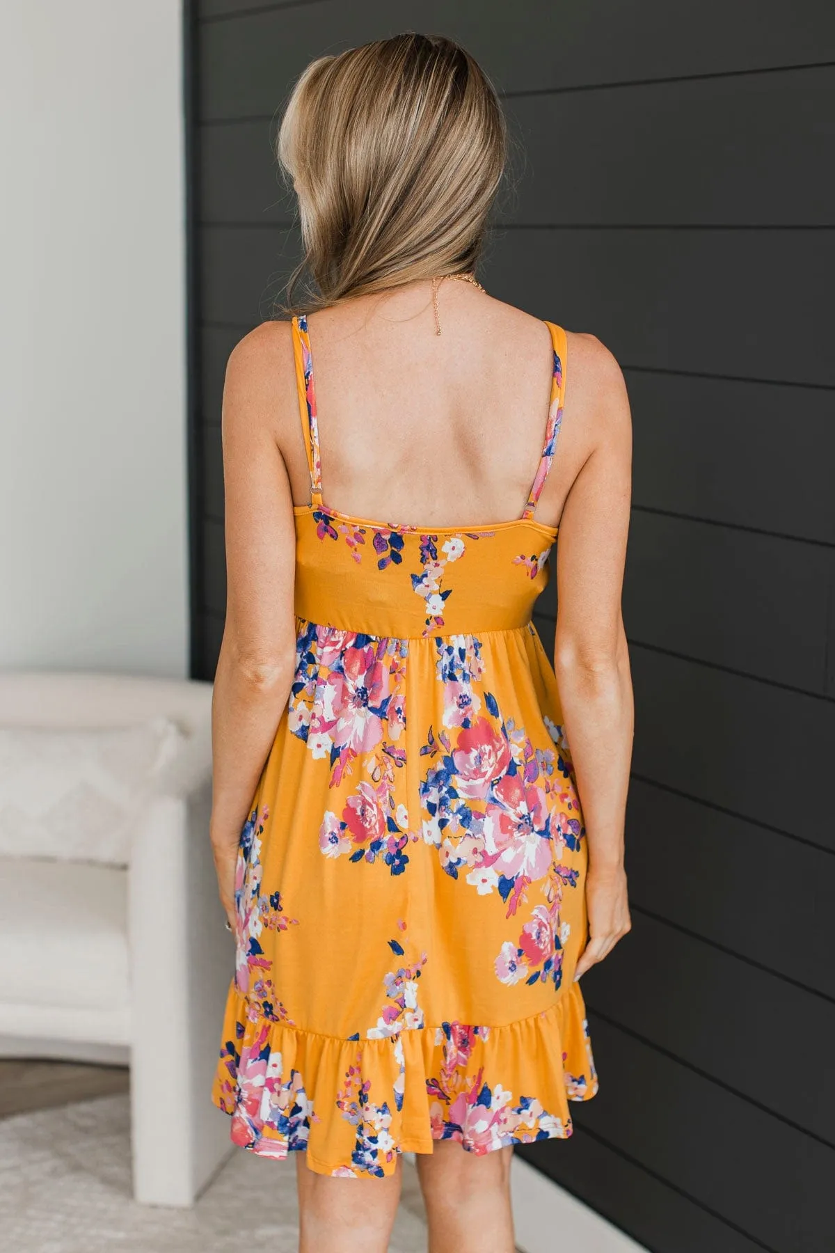 Don't Stop The Party Floral Dress- Golden Yellow
