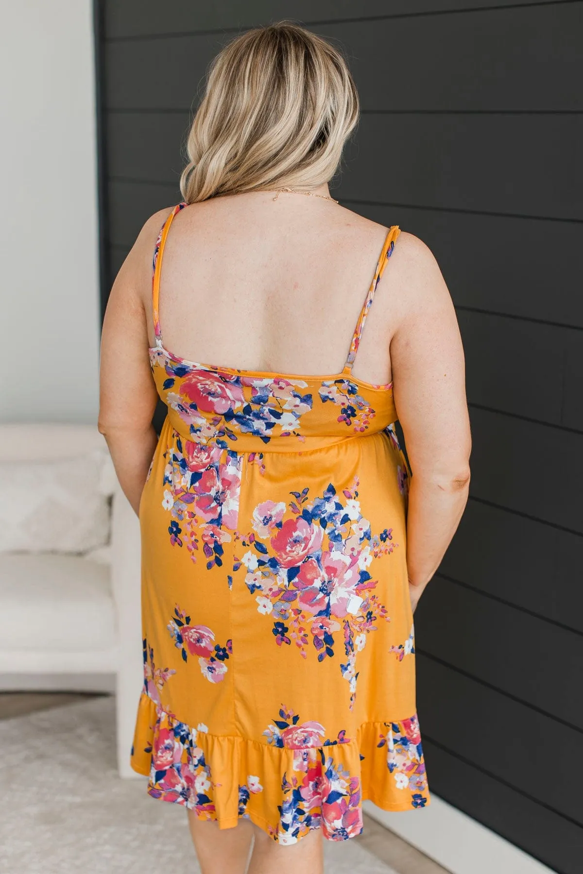Don't Stop The Party Floral Dress- Golden Yellow