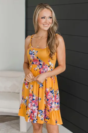 Don't Stop The Party Floral Dress- Golden Yellow
