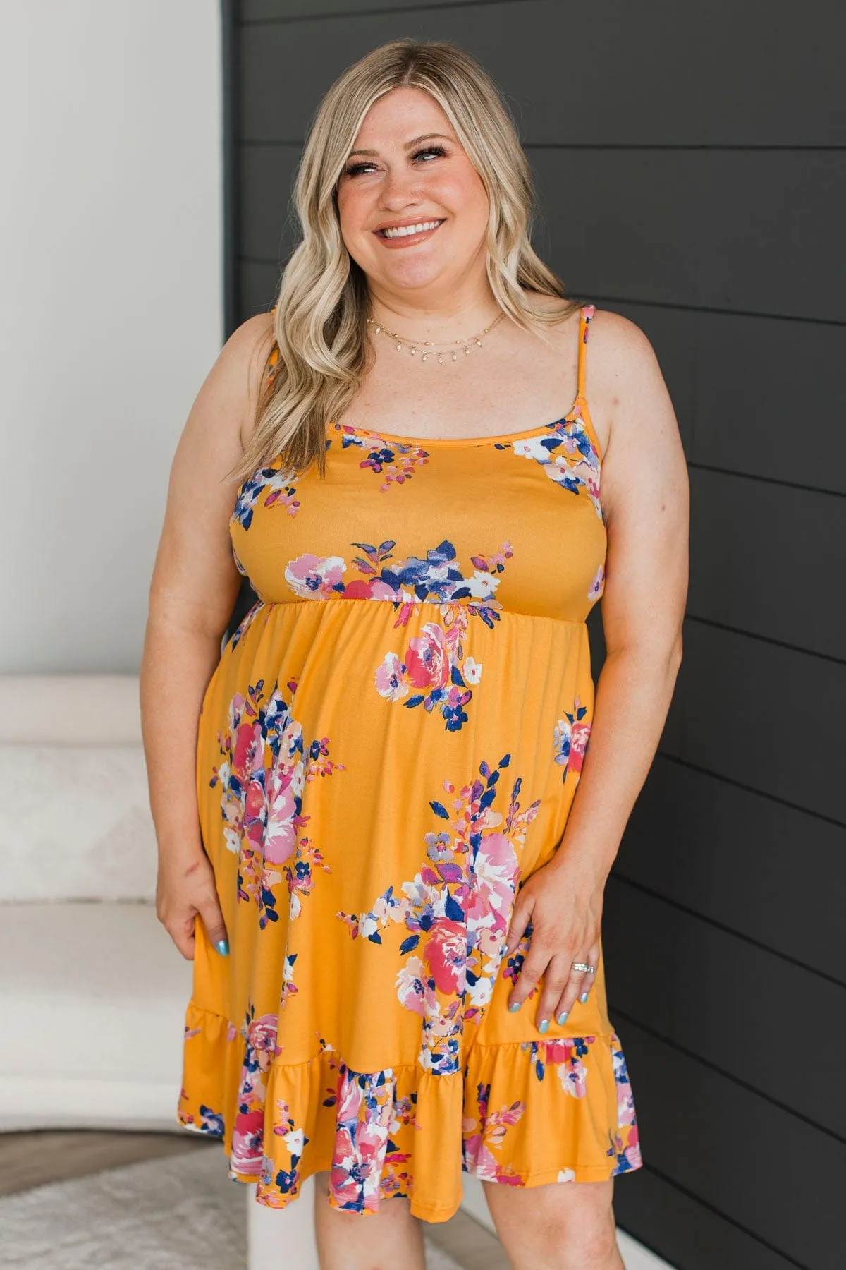 Don't Stop The Party Floral Dress- Golden Yellow
