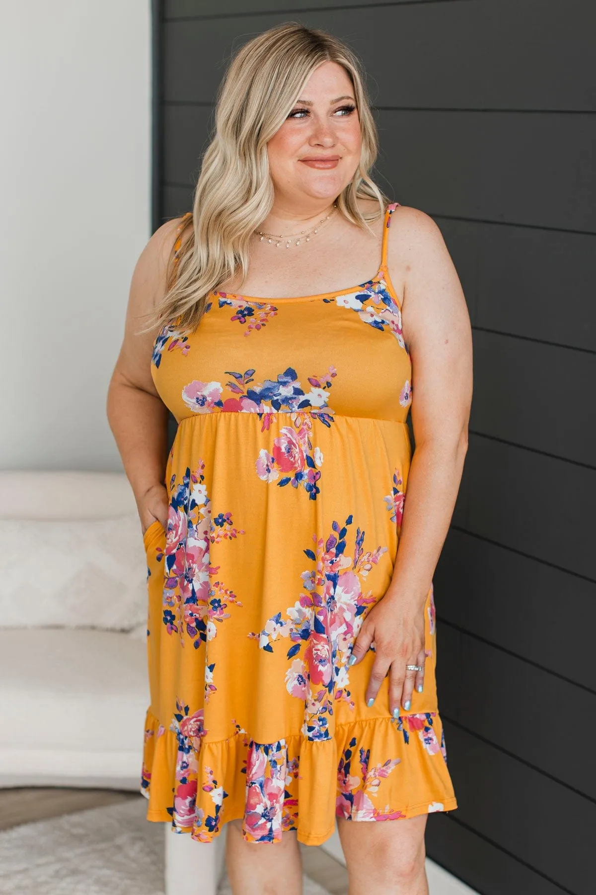 Don't Stop The Party Floral Dress- Golden Yellow