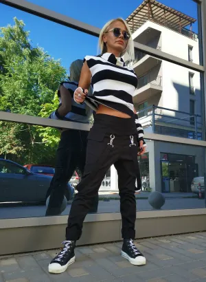 Drop Crotch Pants, Harem Pants, Black Pants, Pants with suspenders, Trapped Pants, Extravagant Trousers, Avant-garde Pants, Designer Pants