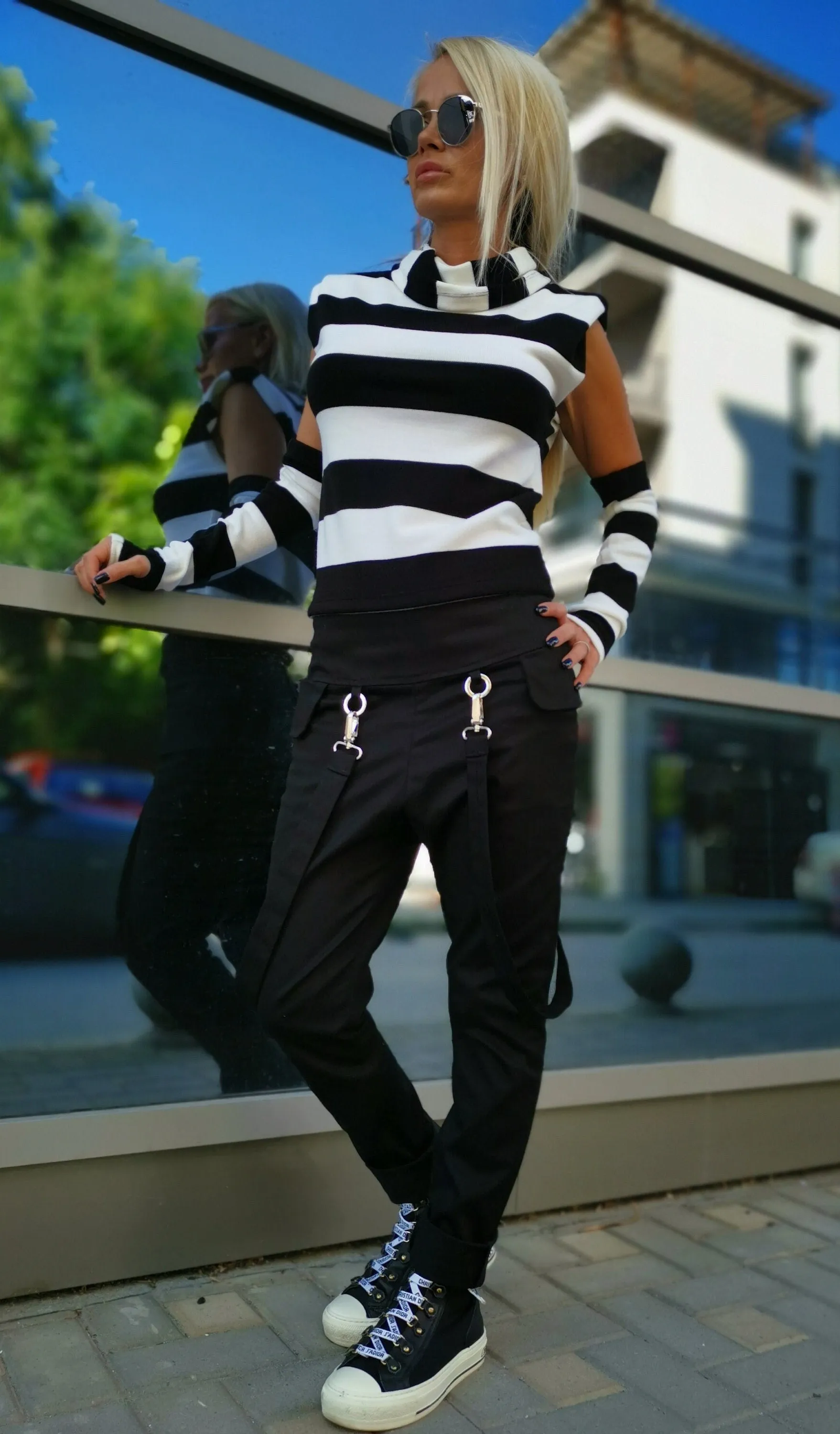 Drop Crotch Pants, Harem Pants, Black Pants, Pants with suspenders, Trapped Pants, Extravagant Trousers, Avant-garde Pants, Designer Pants