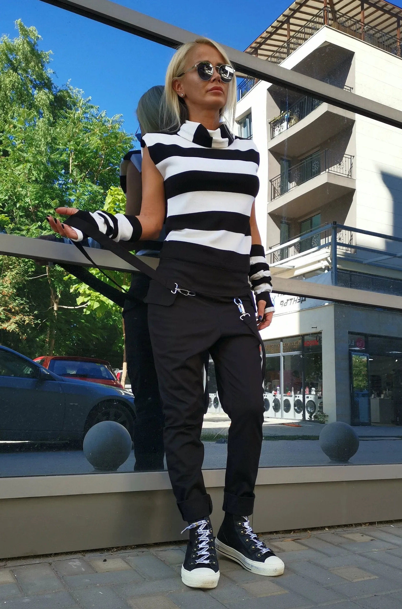 Drop Crotch Pants, Harem Pants, Black Pants, Pants with suspenders, Trapped Pants, Extravagant Trousers, Avant-garde Pants, Designer Pants