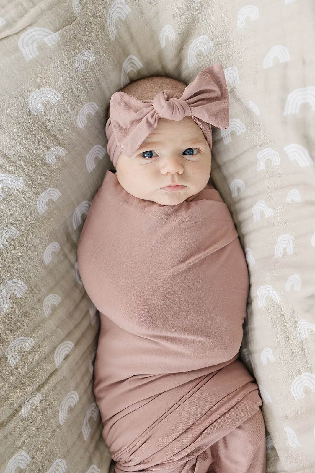 Dusty Rose Bamboo Swaddle & Head Wrap Set