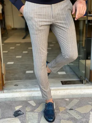 Empire Gray Slim Fit Plaid Pants - Versatile Elegance for Every Occasion