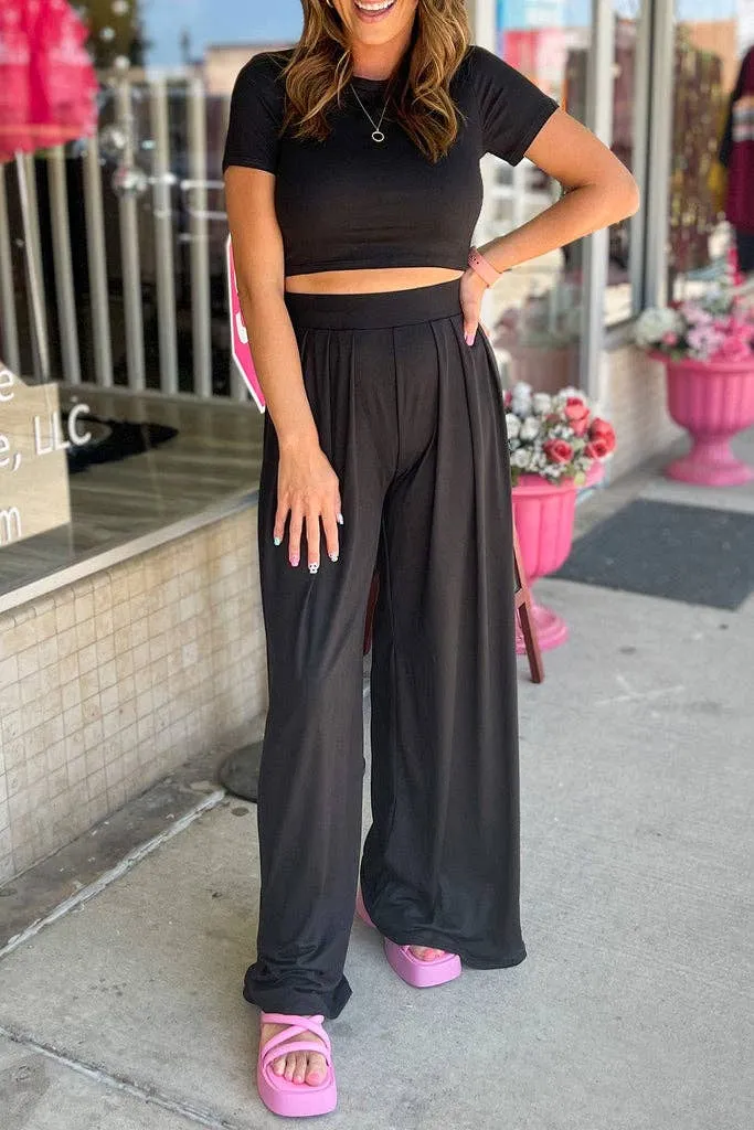 Everyday Crop Top and Pleated Pants Set