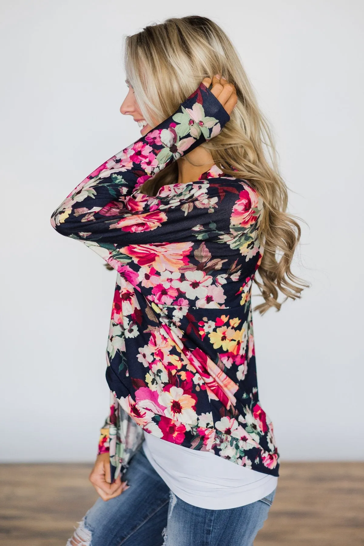 Everyday Fun Cardigan - Deep Sea Navy Floral