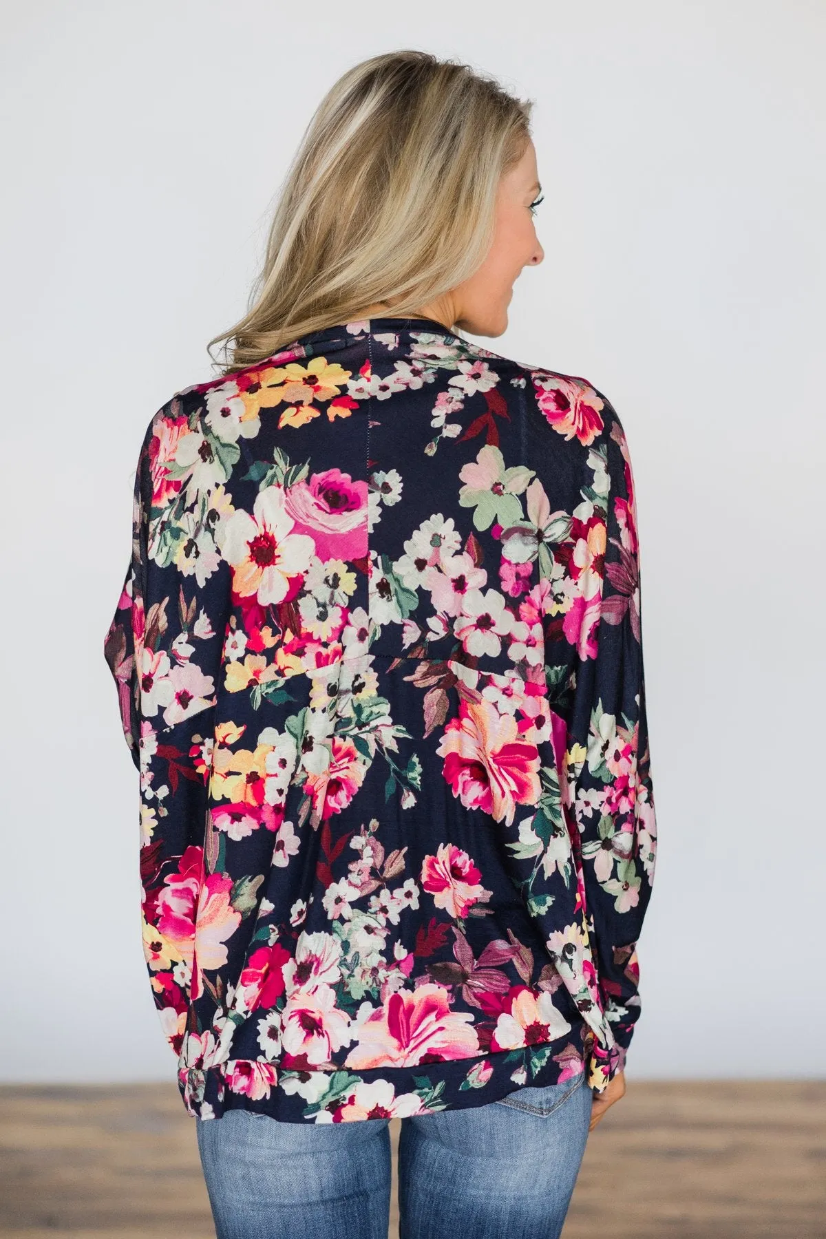 Everyday Fun Cardigan - Deep Sea Navy Floral