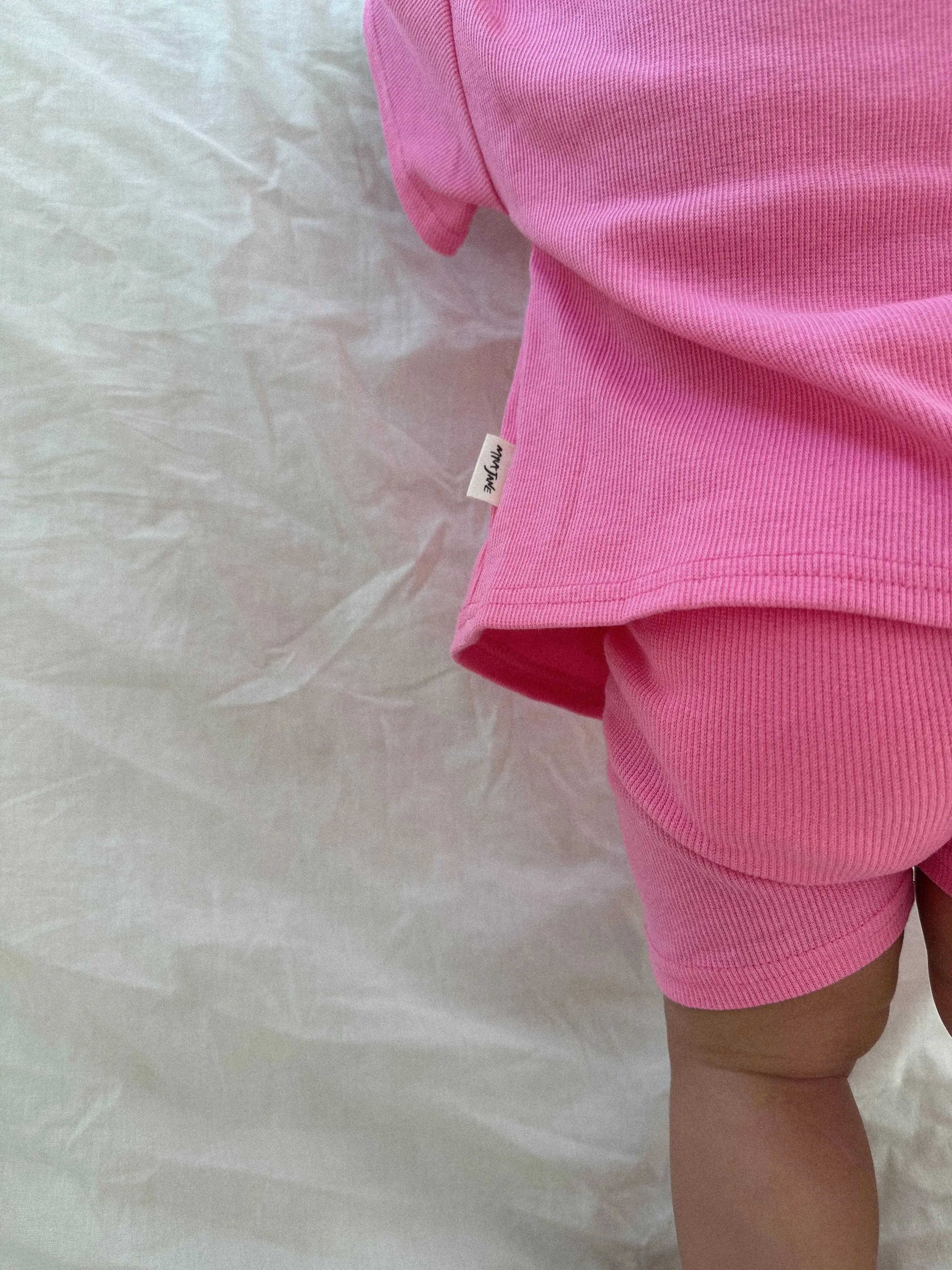Everyday Ribbed Tee & Bike Shorts - Sherbet