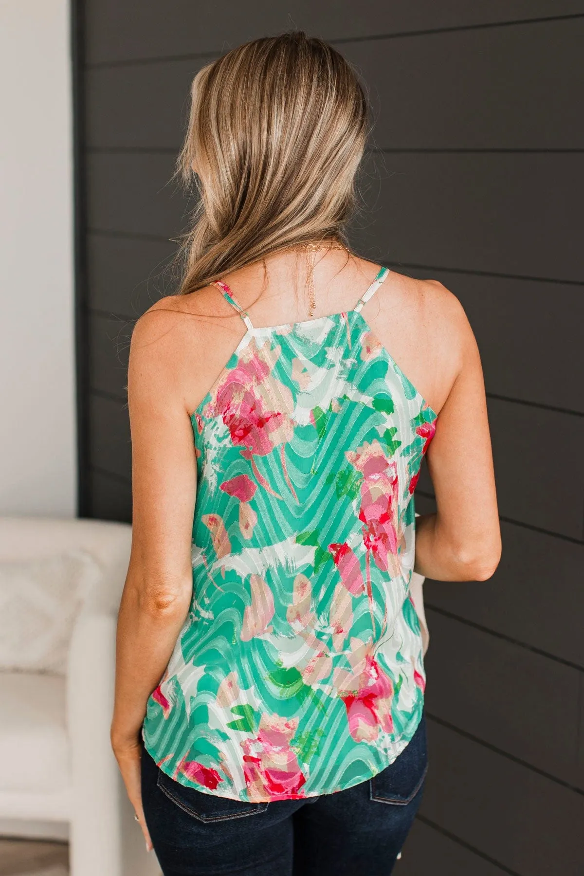 Fall For Your Touch Floral Tank Top- Kelly Green