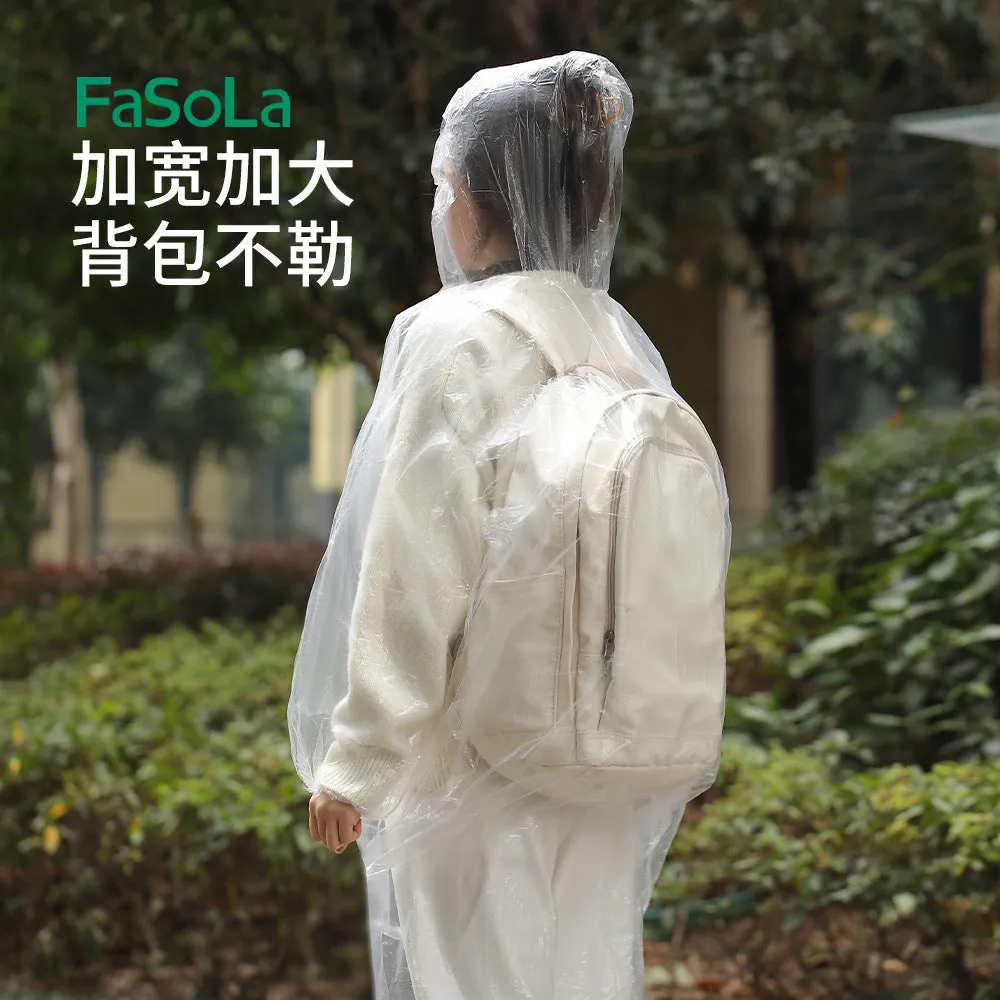 FaSoLa Disposable Portable Raincoat - White, 5 Pack